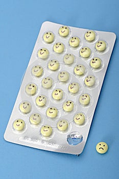 Blister pack of smiley tablets