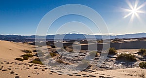 Blistering sun over the Mesquite Flat Sand Dunes