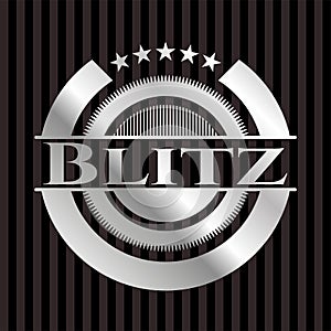 Blitz silvery emblem or badge. Vector Illustration. Mosaic photo