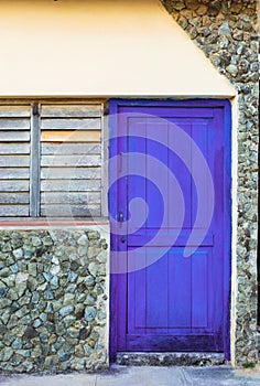Bliue Door on a Buildng in Cuba