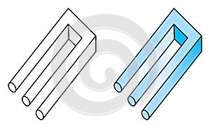 Blivet, impossible trident, optical illusion