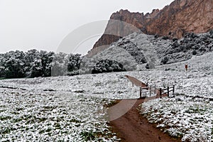 Blizzard at garden of the gods colorado springs rocky mountains