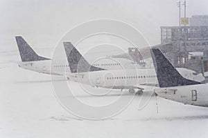 Blizzard on an international airport