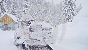 Blizzard in skitouring lodge in Siberia