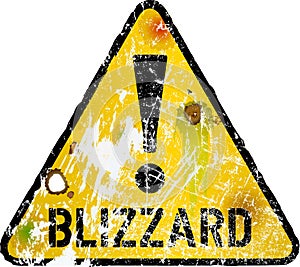 Blizzard warning road sign, vector illustration,