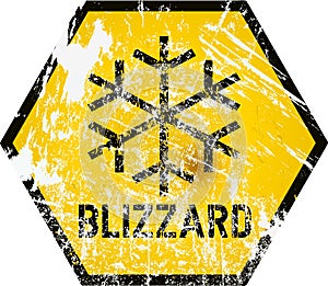 Blizzard warning sign, vector photo