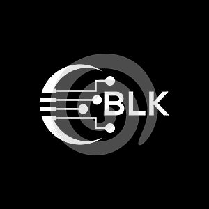 BLK Letter logo black background .BLK technology logo design vector image in illustrator .BLK letter logo design for entrepreneur