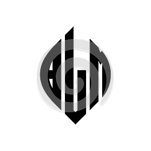 BLM circle letter logo design with circle and ellipse shape. BLM ellipse letters with typographic style. The three initials form a
