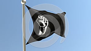 BLM flag waving in the wind. Black lives matter symbol. 3d render.