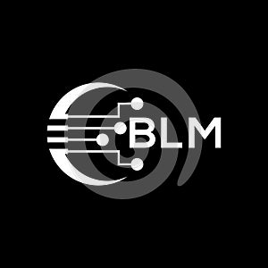 BLM Letter logo black background .BLM technology logo design vector image in illustrator .BLM letter logo design for entrepreneur