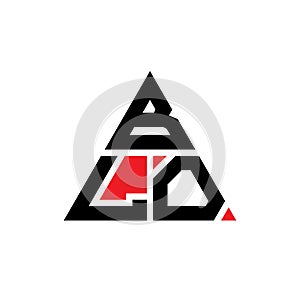 BLO triangle letter logo design with triangle shape. BLO triangle logo design monogram. BLO triangle vector logo template with red