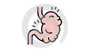 bloating digestion system color icon animation