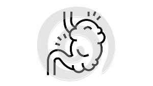 bloating digestion system line icon animation