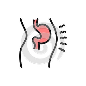 Bloating line icon. Isolated vector element.