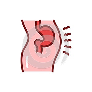 Bloating line icon. Isolated vector element.