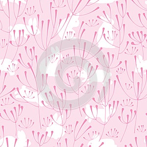 Blob plant pink rabbit seamless pattern