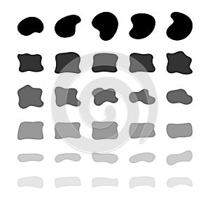 Blob shapes vector set. Organic abstract splodge elemets collection. Inkblot simple silhouette. Black and white form