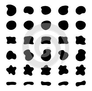 Blob shapes vector set. Organic abstract splodge elemets monochrome collection. Inkblot simple silhouette