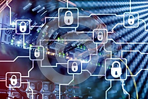 Blochain information encryption. Cyber security, crypto currency photo