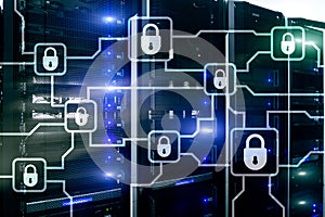 Blochain information encryption. Cyber security, crypto currency photo