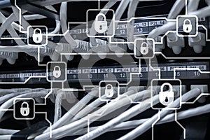 Blochain information encryption. Cyber security, crypto currency photo