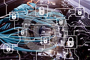 Blochain information encryption. Cyber security, crypto currency photo