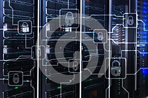 Blochain information encryption. Cyber security, crypto currency photo