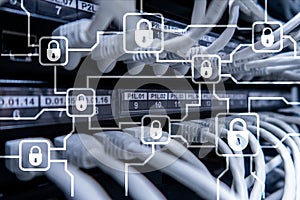 Blochain information encryption. Cyber security, crypto currency photo