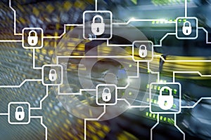 Blochain information encryption. Cyber security, crypto currency photo