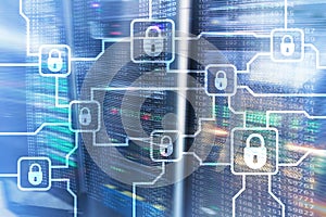 Blochain information encryption. Cyber security, crypto currency photo
