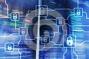 Blochain information encryption. Cyber security, crypto currency. photo