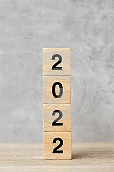 Block 2022 text on table. Resolution, strategy, plan, goal, motivation, reboot, business and New Year holiday concepts