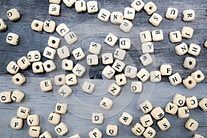 Block of alphabet studded on the floor