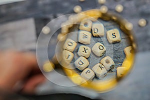 Block of alphabet studded on the floor