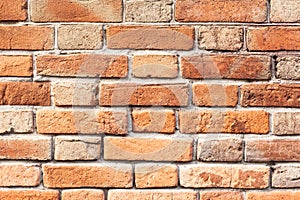 block background. old brick wall of red bricks.