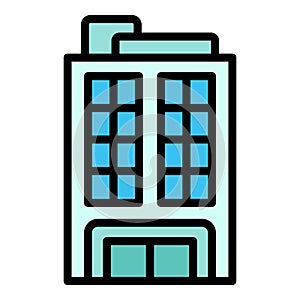 Block building icon vector flat