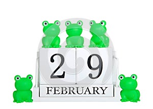 Block calendar with February 29, Leap Year, Isolated photo