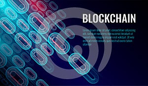 Block chain background, chain consists of network data connections concept. Vector