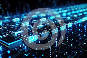 Block Chain and Cloud data. Abstract futuristic technology background. Generative AI