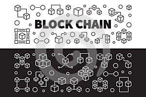 Block Chain cryptocurrency vector outline banners