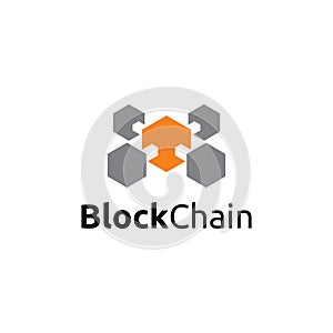 Block chain logo design. Crypto currency mining icon. Bitcoin service