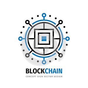 Block chain logo template design. Electronic computer technology sign. Vector illustration.