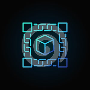 Block chain technology blue concept icon on dark background