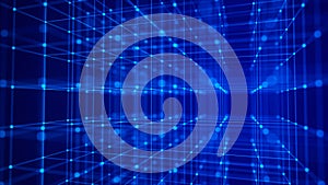 Block chain technology concept. 3D Rendering. Network connection structure. Big data visualization