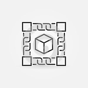 Block chain technology concept icon in thin line style