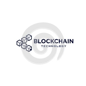 Block chain technology logo design. Digital crypto currency mining icon. Bitcoin service