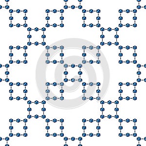 Block Chain vector blue seamless pattern or modern background