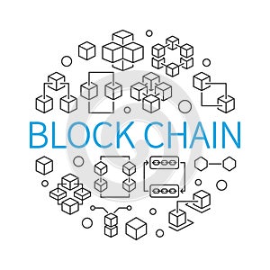 Block Chain vector round concept outline illustration