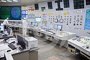 Block control panel of nuclear power plant.