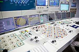 Block control panel of nuclear power plant.